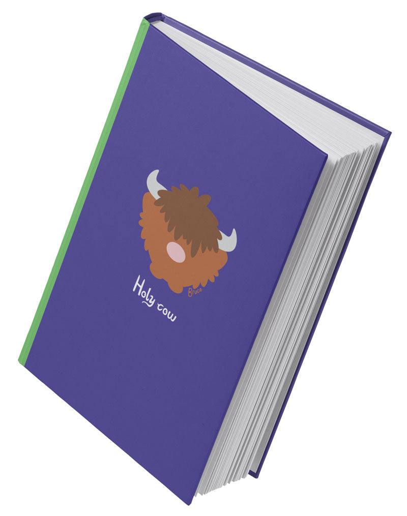 Bruce the Highland Cow Purple A5 Hardback 96 Page Lined Notebook