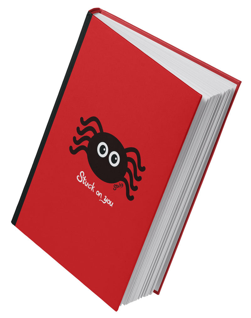 'Stuck on you' Red Sticky Spider A5 Hardback 96 Page Lined Notebook